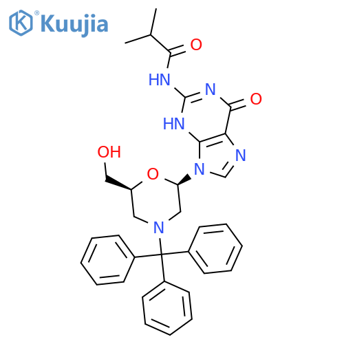 N-6,9-Dihydro-9-(2R,6S)-6-(hydroxymethyl)-4-(triphenylmethyl)-2-morpholinyl-6-oxo-1H-purin-2-yl-2-methylpropanamide structure