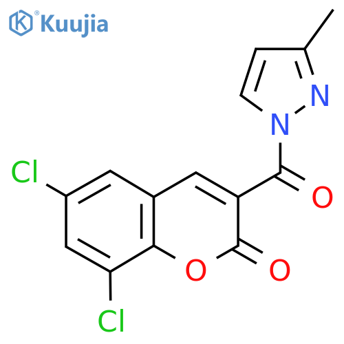 6,8-dichloro-3-(3-methyl-1H-pyrazole-1-carbonyl)-2H-chromen-2-one structure