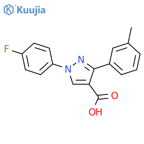 1-(4-fluorophenyl)-3-(3-methylphenyl)-1H-pyrazole-4-carboxylic acid structure