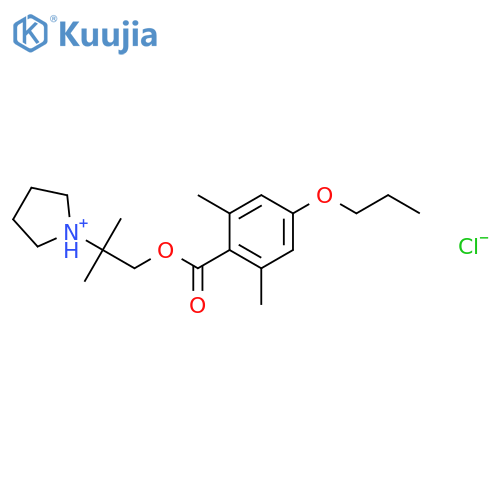 1-{1-[(2,6-dimethyl-4-propoxybenzoyl)oxy]-2-methylpropan-2-yl}pyrrolidinium chloride structure