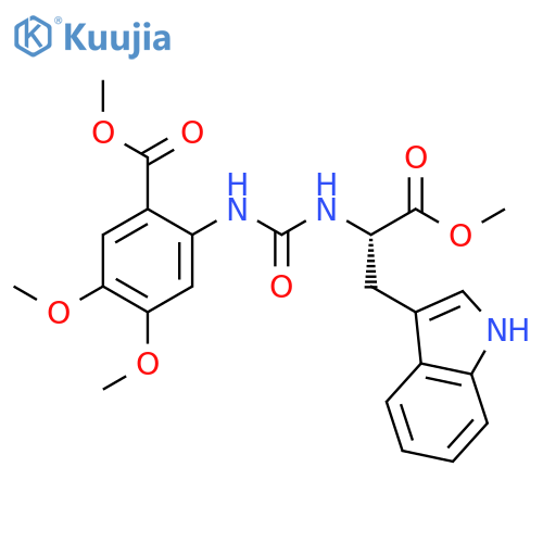 methyl 2-[[(1S)-1-(1H-indol-3-ylmethyl)-2-methoxy-2-oxo-ethyl]carbamoylamino]-4,5-dimethoxy-benzoate structure