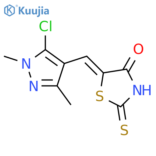 (5Z)-5-[(5-chloro-1,3-dimethyl-1H-pyrazol-4-yl)methylidene]-2-sulfanylidene-1,3-thiazolidin-4-one structure
