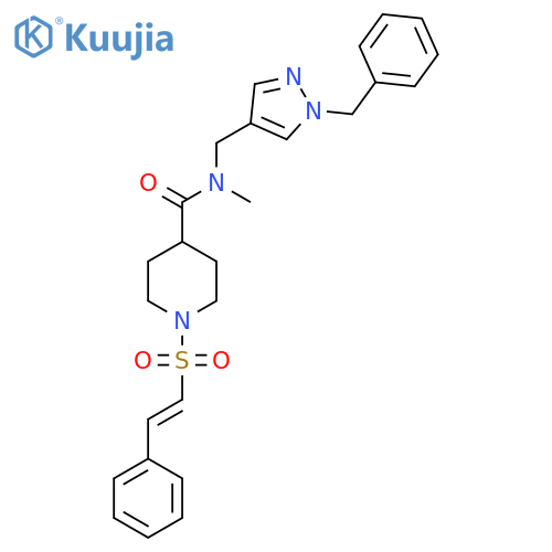N-[(1-benzyl-1H-pyrazol-4-yl)methyl]-N-methyl-1-(2-phenylethenesulfonyl)piperidine-4-carboxamide structure
