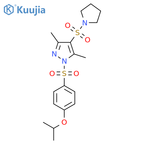 3,5-dimethyl-1-4-(propan-2-yloxy)benzenesulfonyl-4-(pyrrolidine-1-sulfonyl)-1H-pyrazole structure
