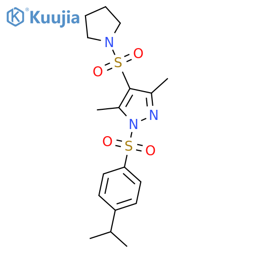 3,5-dimethyl-1-4-(propan-2-yl)benzenesulfonyl-4-(pyrrolidine-1-sulfonyl)-1H-pyrazole structure