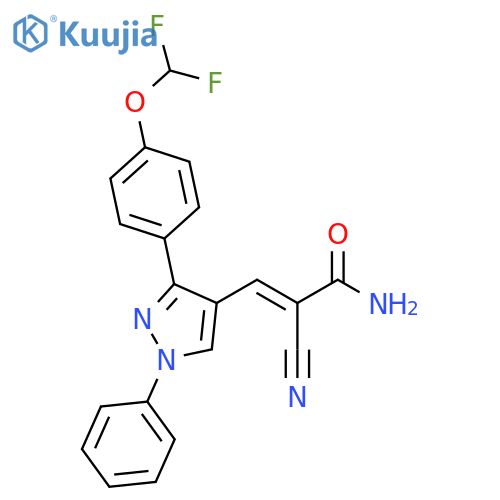 (2E)-2-Cyano-3-[3-[4-(difluoromethoxy)phenyl]-1-phenyl-1H-pyrazol-4-yl]-2-propenamide structure