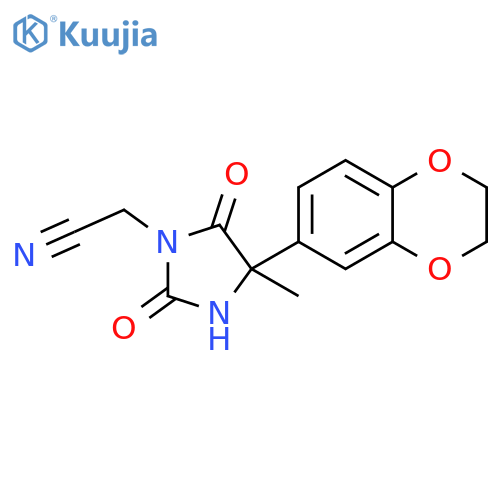 1-Imidazolidineacetonitrile, 4-(2,3-dihydro-1,4-benzodioxin-6-yl)-4-methyl-2,5-dioxo- structure