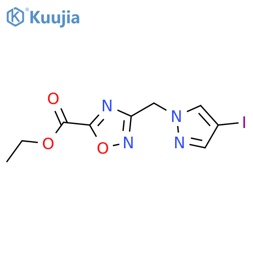 ethyl 3-(4-iodo-1H-pyrazol-1-yl)methyl-1,2,4-oxadiazole-5-carboxylate structure