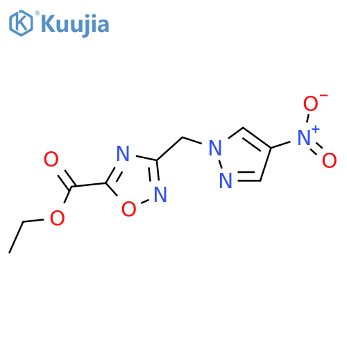 ethyl 3-(4-nitro-1H-pyrazol-1-yl)methyl-1,2,4-oxadiazole-5-carboxylate structure