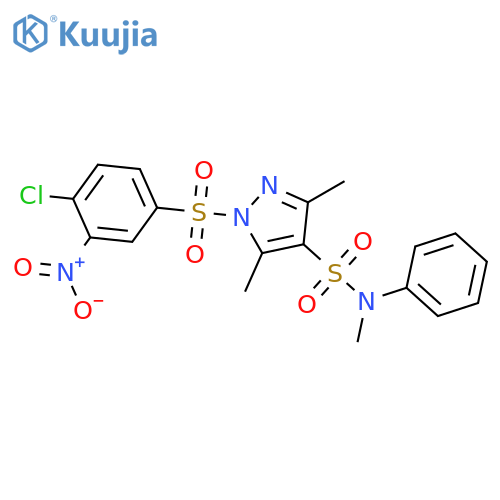 1-(4-chloro-3-nitrobenzenesulfonyl)-N,3,5-trimethyl-N-phenyl-1H-pyrazole-4-sulfonamide structure