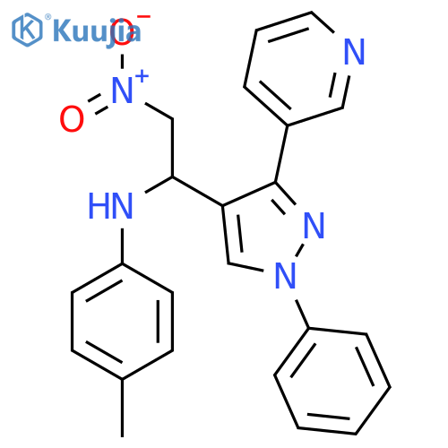 4-methyl-N-{2-nitro-1-[1-phenyl-3-(pyridin-3-yl)-1H-pyrazol-4-yl]ethyl}aniline structure