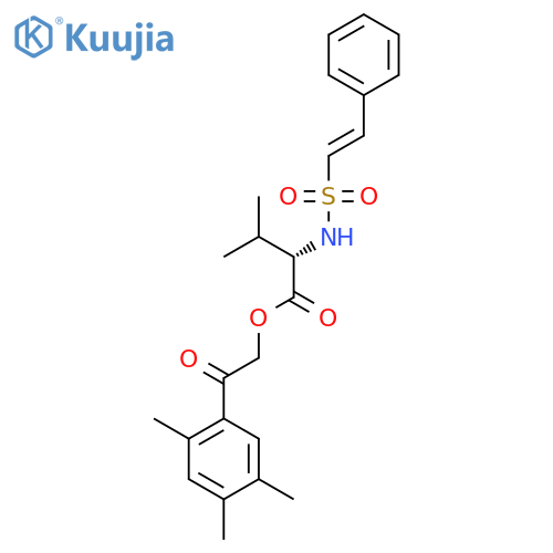 [2-oxo-2-(2,4,5-trimethylphenyl)ethyl] (2S)-3-methyl-2-[[(E)-2-phenylethenyl]sulfonylamino]butanoate structure