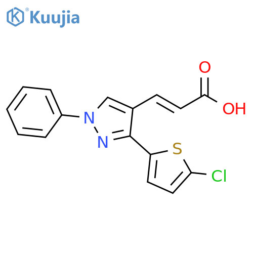 (2E)-3-3-(5-chlorothiophen-2-yl)-1-phenyl-1H-pyrazol-4-ylprop-2-enoic acid structure