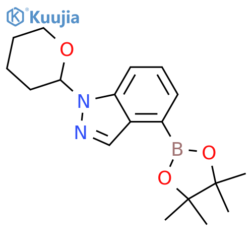 1-(oxan-2-yl)-4-(tetramethyl-1,3,2-dioxaborolan-2-yl)-1H-indazole structure