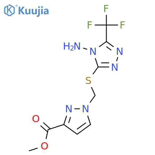 methyl 1-({4-amino-5-(trifluoromethyl)-4H-1,2,4-triazol-3-ylsulfanyl}methyl)-1H-pyrazole-3-carboxylate structure