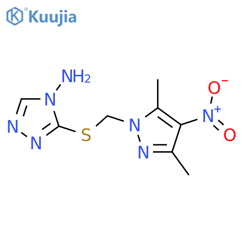 3-{(3,5-Dimethyl-4-nitro-1H-pyrazol-1-yl)methylthio}-4H-1,2,4-triazol-4-amine structure