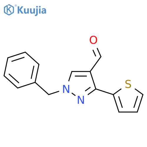 1-benzyl-3-(thiophen-2-yl)-1H-pyrazole-4-carbaldehyde structure