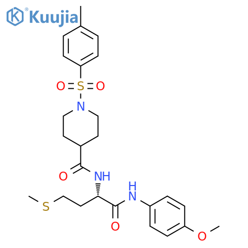 (S)-N-(1-((4-methoxyphenyl)amino)-4-(methylthio)-1-oxobutan-2-yl)-1-tosylpiperidine-4-carboxamide structure