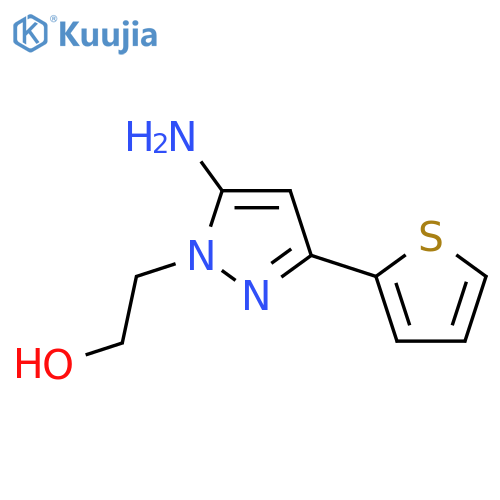 2-5-amino-3-(thiophen-2-yl)-1H-pyrazol-1-ylethan-1-ol structure