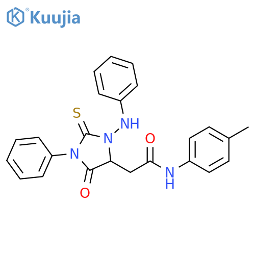 N-(4-methylphenyl)-2-5-oxo-1-phenyl-3-(phenylamino)-2-sulfanylideneimidazolidin-4-ylacetamide structure