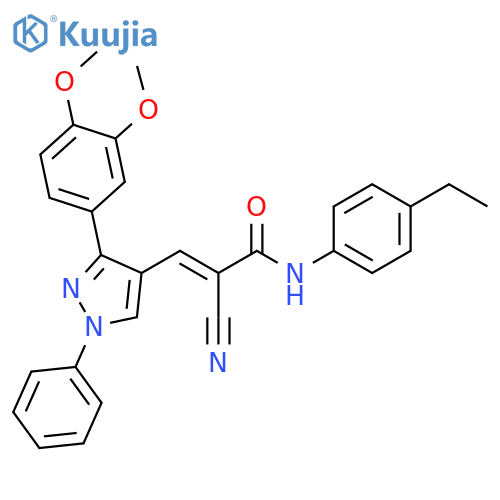 (2E)-2-Cyano-3-[3-(3,4-dimethoxyphenyl)-1-phenyl-1H-pyrazol-4-yl]-N-(4-ethylphenyl)-2-propenamide structure