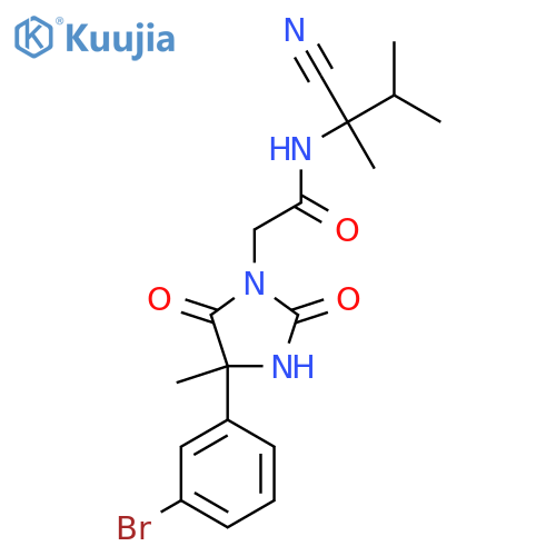 2-[4-(3-Bromophenyl)-4-methyl-2,5-dioxoimidazolidin-1-YL]-N-(1-cyano-1,2-dimethylpropyl)acetamide structure