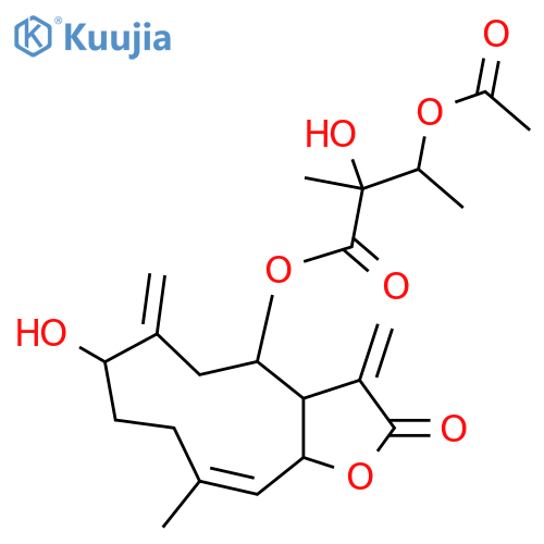 Butanoic acid, 3-(acetyloxy)-2-hydroxy-2-methyl-, 2,3,3a,4,5,6,7,8,9,11a-decahydro-7-hydroxy-10-methyl-3,6-bis(methylene)-2-oxocyclodeca[b]furan-4-yl ester (9CI) structure