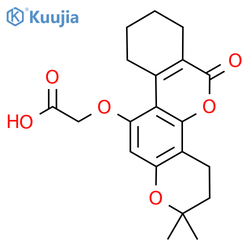 (2,2-Dimethyl-6-oxo-3,4,7,8,9,10-hexahydro-2H,6H-benzocpyrano2,3-hchromen-11-yl)oxyacetic acid structure