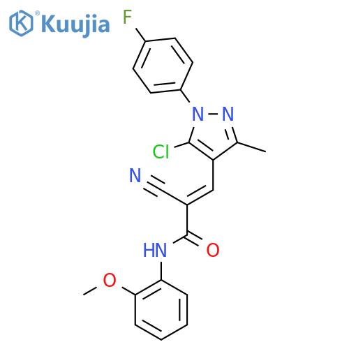 3-[5-chloro-1-(4-fluorophenyl)-3-methyl-1H-pyrazol-4-yl]-2-cyano-N-(2-methoxyphenyl)prop-2-enamide structure