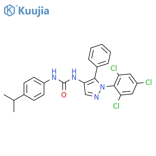 3-[5-phenyl-1-(2,4,6-trichlorophenyl)-1H-pyrazol-4-yl]-1-[4-(propan-2-yl)phenyl]urea structure