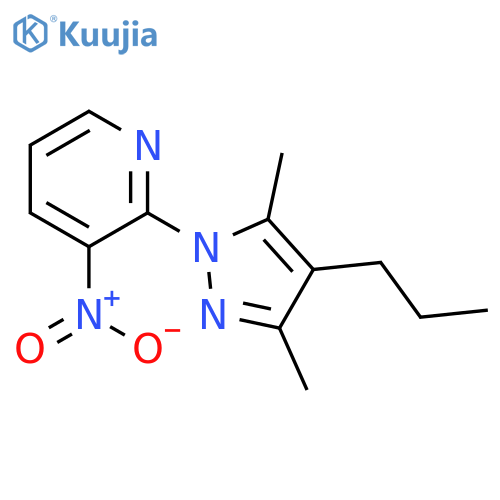 2-(3,5-dimethyl-4-propyl-1H-pyrazol-1-yl)-3-nitropyridine structure