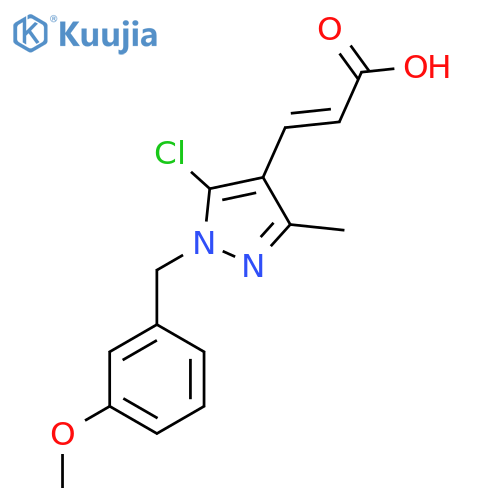(2E)-3-{5-chloro-1-(3-methoxyphenyl)methyl-3-methyl-1H-pyrazol-4-yl}prop-2-enoic acid structure