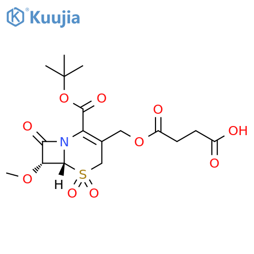 Butanedioic acid, mono[[(6R,7R)-2-[(1,1-dimethylethoxy)carbonyl]-7-methoxy-5,5-dioxido-8-oxo-5-thia-1-azabicyclo[4.2.0]oct-2-en-3-yl]methyl] ester (9CI) structure