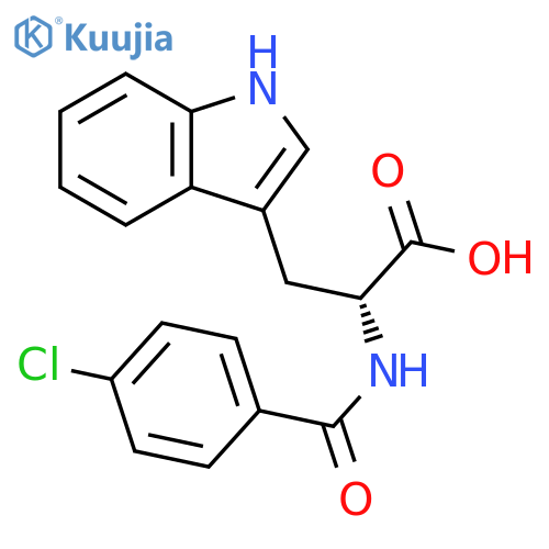 (2R)-2-(4-chlorophenyl)formamido-3-(1H-indol-3-yl)propanoic acid structure