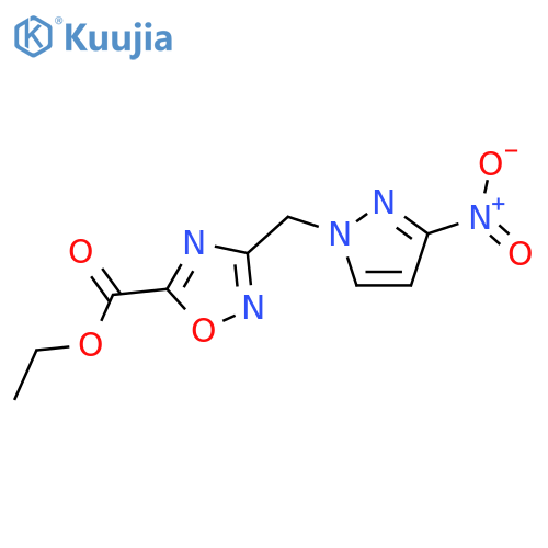 ethyl 3-(3-nitro-1H-pyrazol-1-yl)methyl-1,2,4-oxadiazole-5-carboxylate structure