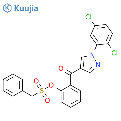 2-[1-(2,5-Dichlorophenyl)-1H-pyrazole-4-carbonyl]phenyl phenylmethanesulfonate structure