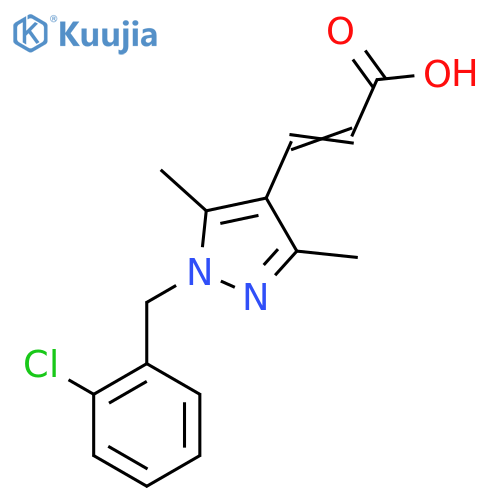 (2E)-3-{1-(2-chlorophenyl)methyl-3,5-dimethyl-1H-pyrazol-4-yl}prop-2-enoic acid structure