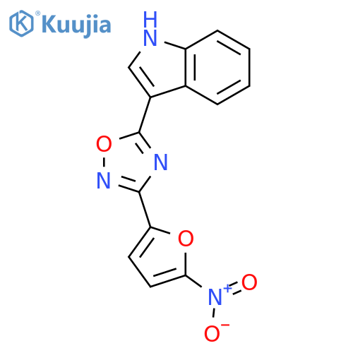 1H-Indole, 3-[3-(5-nitro-2-furanyl)-1,2,4-oxadiazol-5-yl]- structure