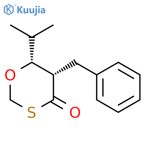 1,3-Oxathian-4-one, 6-(1-methylethyl)-5-(phenylmethyl)-, cis- structure