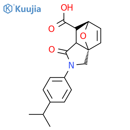 (3aS,6R)-2-(4-isopropylphenyl)-1-oxo-1,2,3,6,7,7a-hexahydro-3a,6-epoxyisoindole-7-carboxylic acid structure