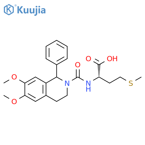 (2S)-2-(6,7-dimethoxy-1-phenyl-1,2,3,4-tetrahydroisoquinoline-2-carboxamido)-4-(methylthio)butanoic acid structure
