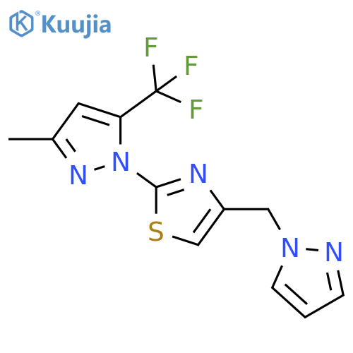 2-[3-Methyl-5-(trifluoromethyl)-1H-pyrazol-1-yl]-4-[(1H-pyrazol-1-yl)methyl]-1,3-thiazole structure