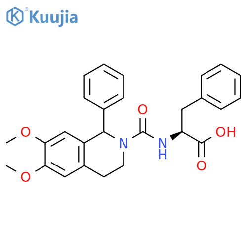 (2S)-2-[(6,7-dimethoxy-1-phenyl-3,4-dihydro-1H-isoquinoline-2-carbonyl)amino]-3-phenylpropanoic acid structure