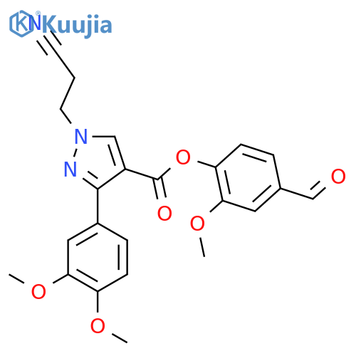 4-formyl-2-methoxyphenyl 1-(2-cyanoethyl)-3-(3,4-dimethoxyphenyl)-1H-pyrazole-4-carboxylate structure