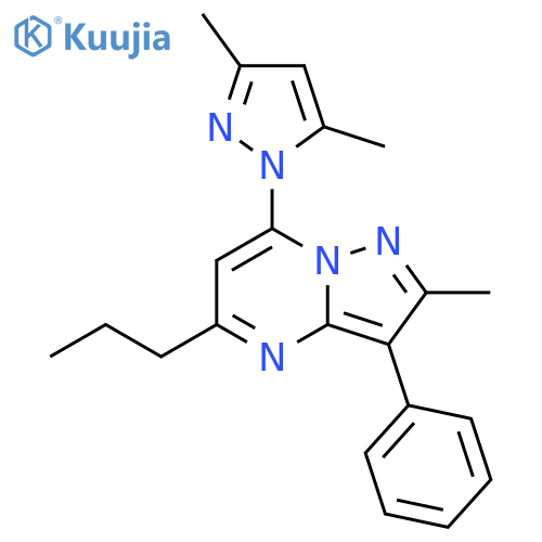 3,5-dimethyl-1-{2-methyl-3-phenyl-5-propylpyrazolo1,5-apyrimidin-7-yl}-1H-pyrazole structure
