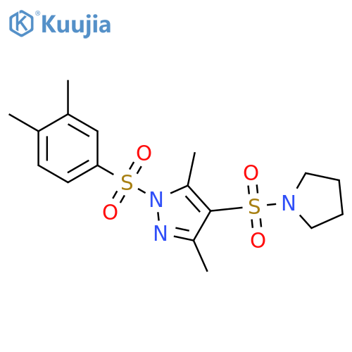 1-(3,4-dimethylbenzenesulfonyl)-3,5-dimethyl-4-(pyrrolidine-1-sulfonyl)-1H-pyrazole structure