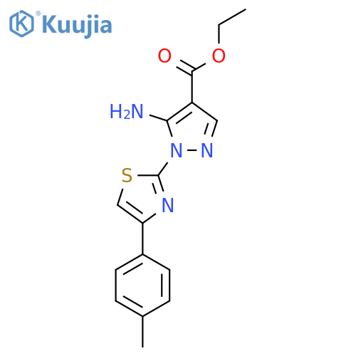 ethyl 5-amino-1-4-(4-methylphenyl)-1,3-thiazol-2-yl-1H-pyrazole-4-carboxylate structure