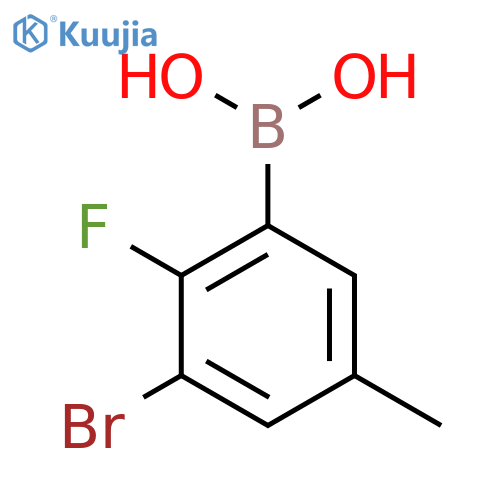 3-Bromo-2-fluoro-5-methylphenylboronic acid structure