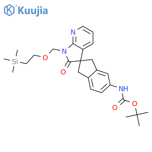 (R)-tert-butyl 2'-oxo-1'-((2-(trimethylsilyl)ethoxy)methyl)-1,1',2',3-tetrahydrospiro[indene-2,3'-pyrrolo[2,3-b]pyridine]-5-ylcarbamate structure