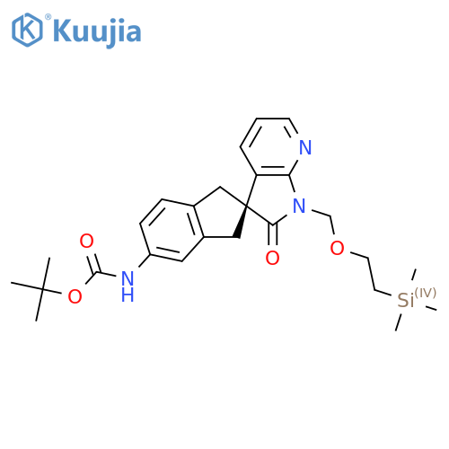 Tert-butyl N-[(2S)-2'-oxo-1'-(2-trimethylsilylethoxymethyl)spiro[1,3-dihydroindene-2,3'-pyrrolo[2,3-b]pyridine]-5-yl]carbamate structure